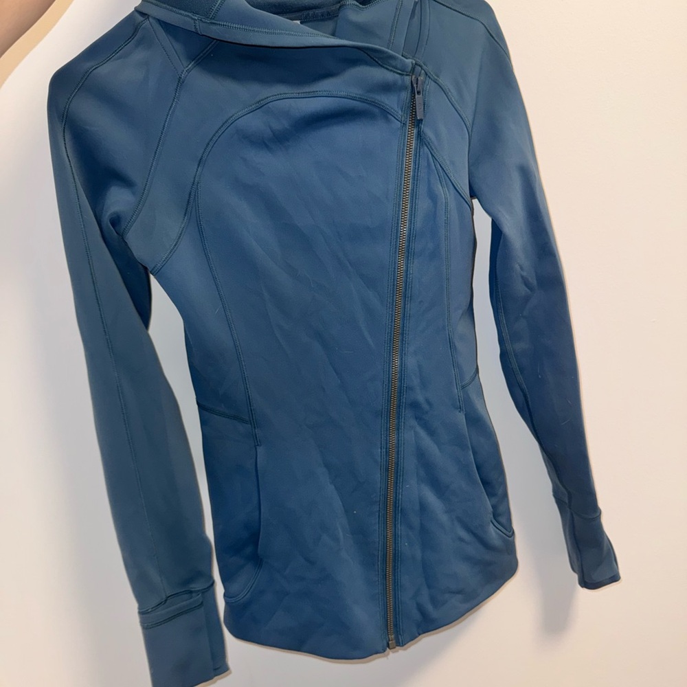Lululemon Blue Utility Jacket Asymmetrical Zipper High Collar